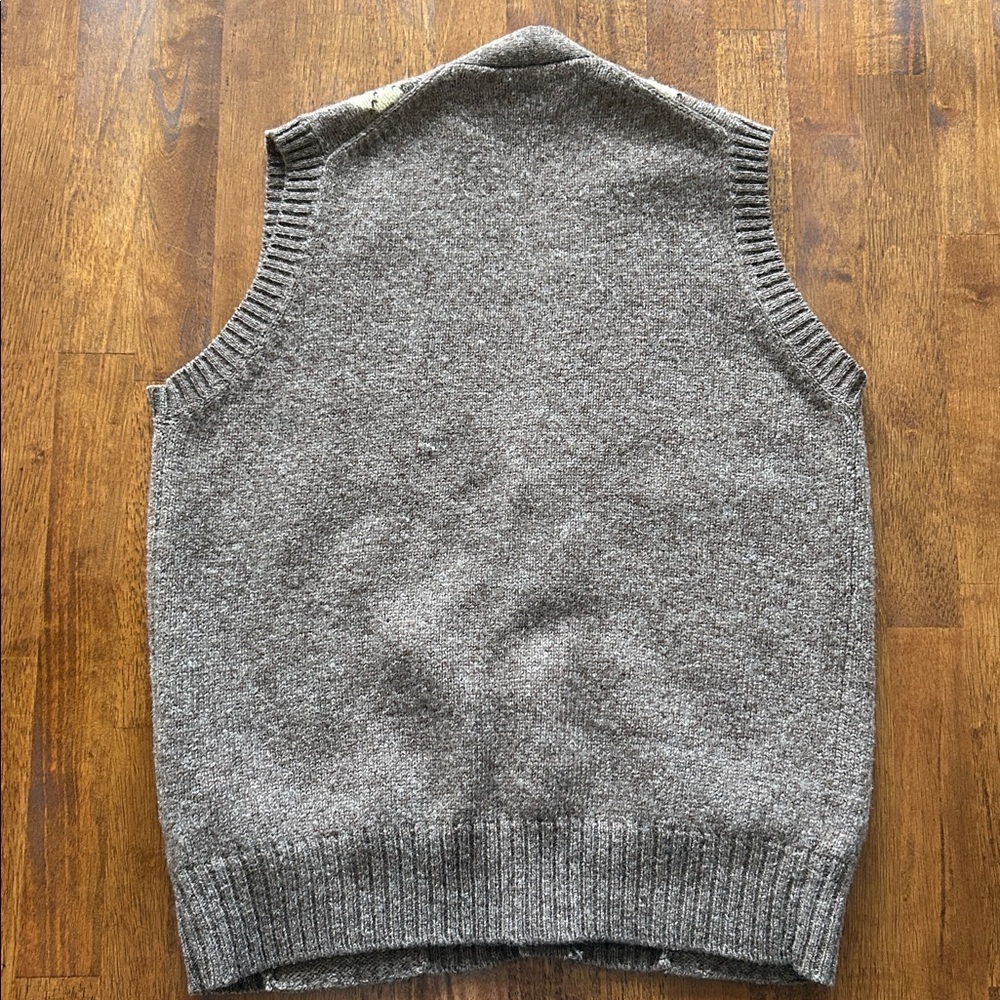 Braemar Argyle Vest Scottish shetland Wool Brown Pastel Diamond Pattern size L - Picture 4 of 9